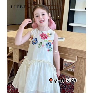 Váy đầm cho bé gái, Váy công chúa bé gái dáng babydoll tơ hoa xinh xắn cho bé 10-30kg Babi Kids
