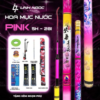  Combo Cần Câu Tay Hoa Mực Nước Hồng 5H-28i Chuyên Rô Riếc Chép 