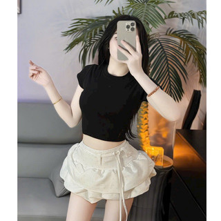 TIENSTYLE - Áo thun nữ crotop hoạ tiết tay ngắn phom ôm Tay ngắn Size SML