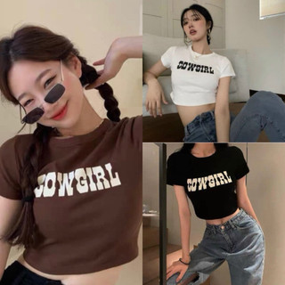 TIENSTYLE - Áo thun nữ crotop hoạ tiết tay ngắn phom ôm Tay ngắn Size SML