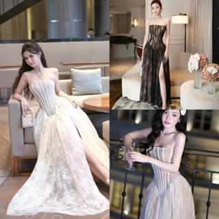 Váy Cup Corset Xẻ Tà Dài Ren KHANHTHU