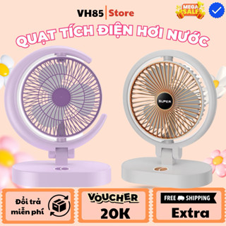 Quạt tích điện mini để bàn 3 chế độ , Quạt để bàn văn phòng, có thể gấp gọn, sạc USB tích hợp đèn ngủ