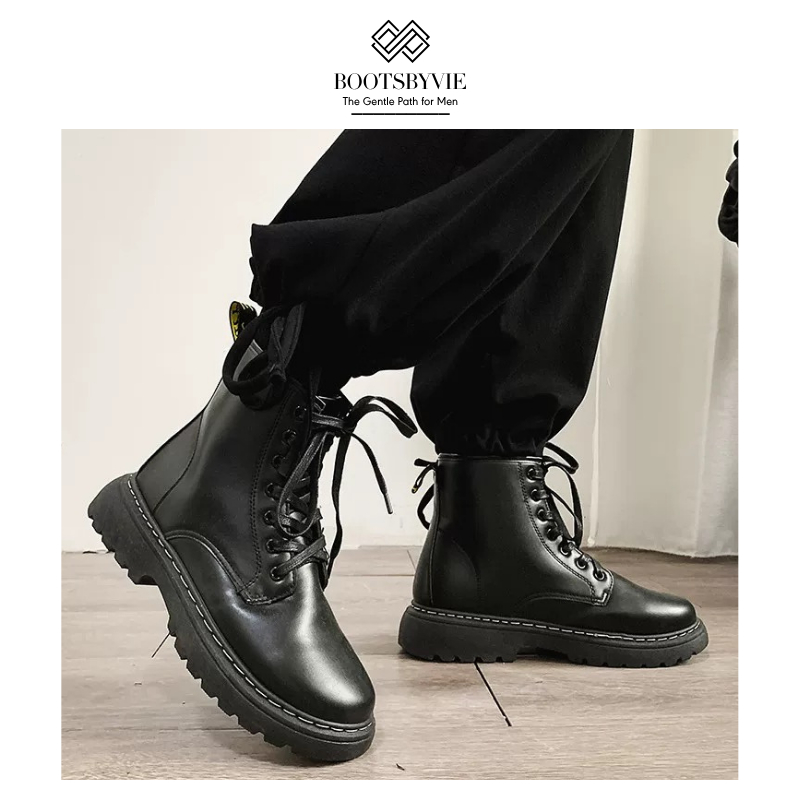 Giày Boot Nam Combat Boot Cao Cổ Thanh Lịch, Đế Khâu Chắc Chắn Da Lì Siêu Bền - CB