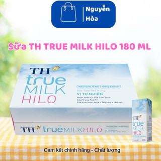  Sữa Tươi Tiệt Trùng TH True Milk HILO 180ml | Giàu Canxi Ít Béo Không Lactose | Thùng 48 Hộp 