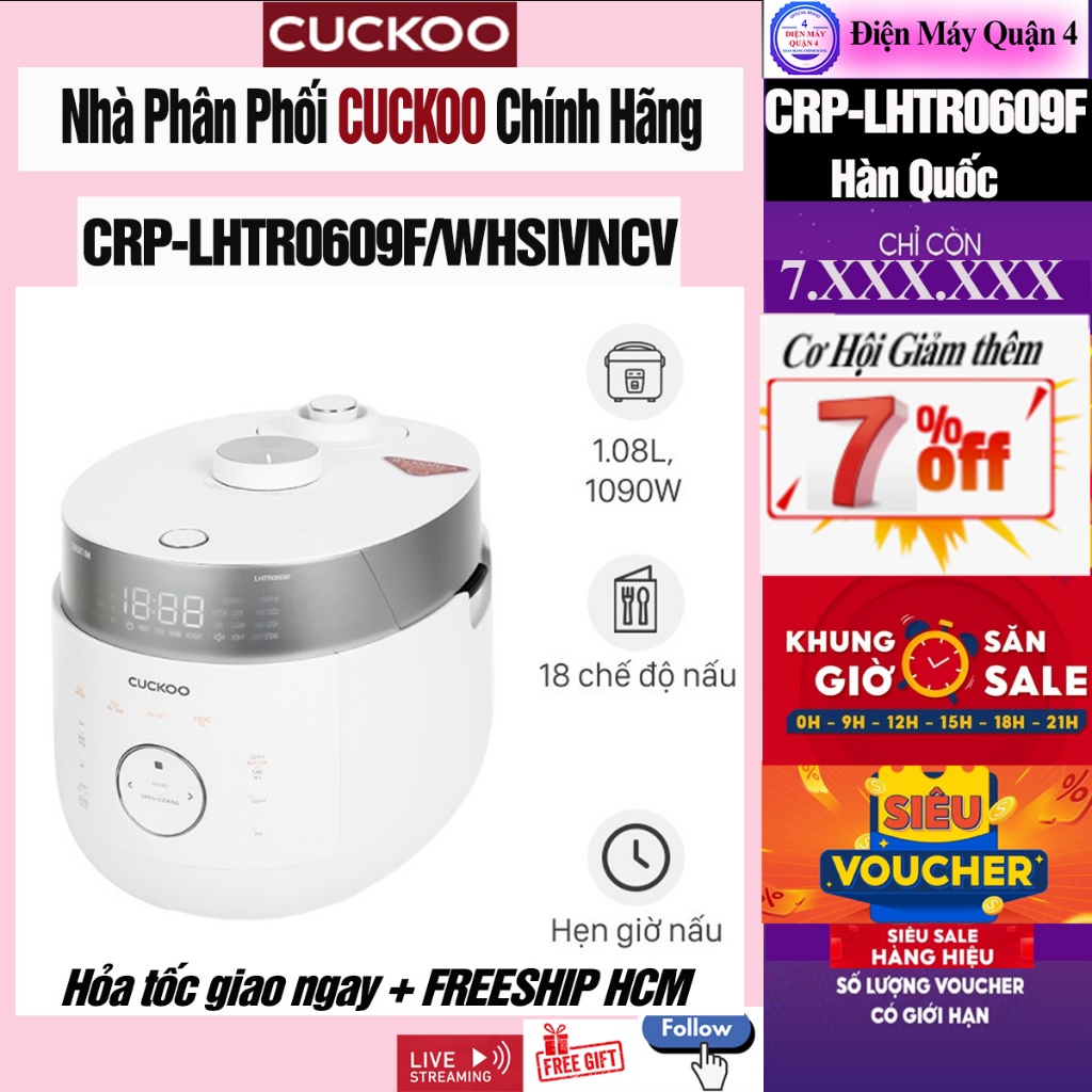 CRP-LHTR0609F -- Nồi cơm áp suất cao tần Cuckoo CRP-LHTR0609F/WHSIVNCV 1.08 lít - Hàng chính hãng