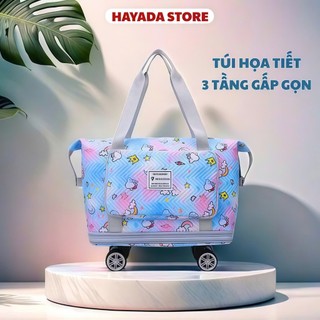 Túi du lịch đựng đựng đồ 3 tầng gấp gọn có bánh xe dễ dàng di chuyển , mang đồ nặng chất vải cao cấp chống thấm nước