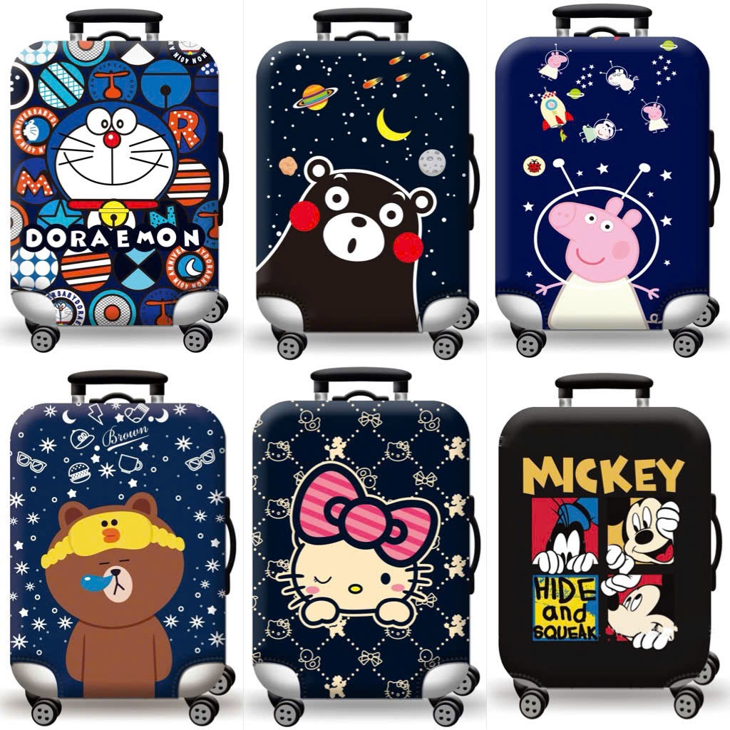 (30 MẪU TREND 2O26) Túi bọc vali DOREAMON, MICKEY, áo bọc vali 18,20, 22, 24, 26,28 inch cao cấp