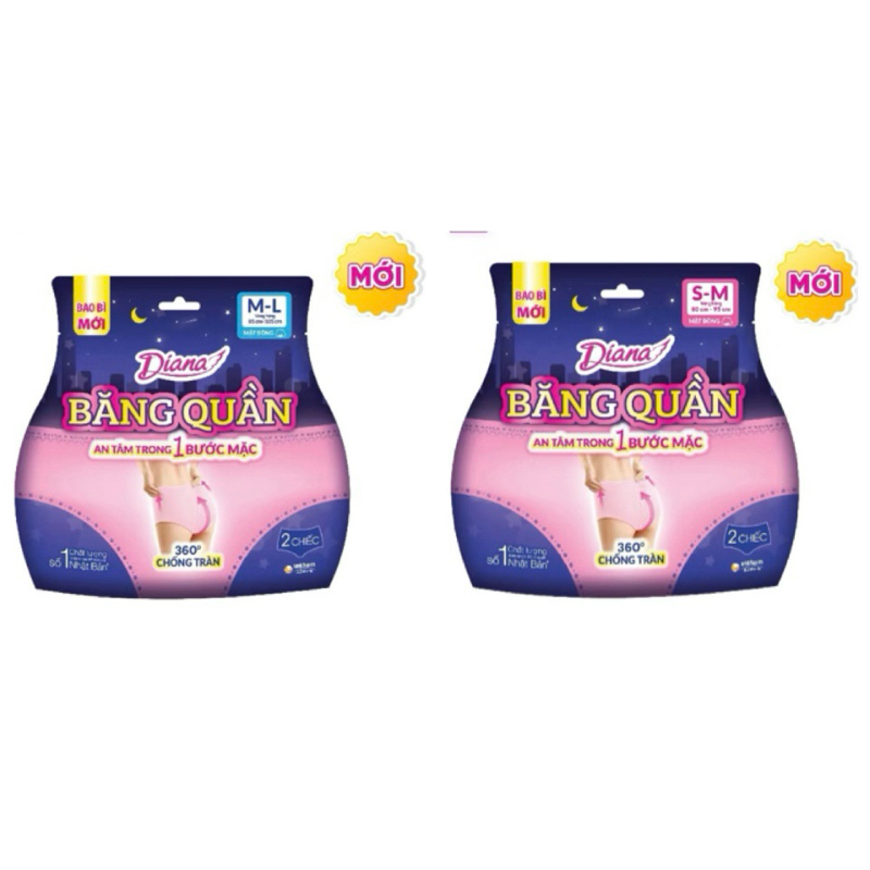 BĂNG QUẦN DIANA S-M / M-L GÓI 2 CHIẾC/ BĂNG VỆ SINH DIANA BAN ĐÊM DẠNG QUẦN