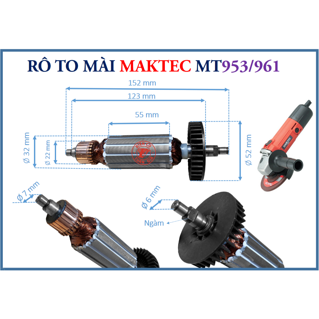 maktec - RÔ MÀI MAKTEC MÃ 953 - 961, RUỘT MÀI 1 TẤC MAKTEC MÃ MT953 / MT961.