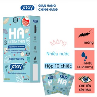  Bao cao su siêu mỏng XTOY HA Ultra thin nhiều bôi trơn 2000mg gốc nước hộp 10 bcs 
