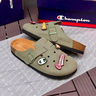 Giày sục lười Champion thời trang bigsize nam nữ màu xanh rêu đế trấu êm nhẹ , sneaker dép sandal thời trang cao cấp