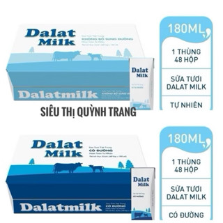 Thùng 48 hộp x 180ml sữa tươi tiệt trùng có đường / ít đường Dalat Milk ( Bọc Chống Sốc ) ...