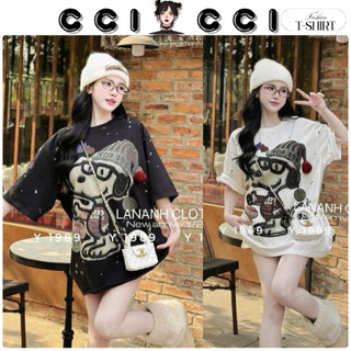 ÁO PHÔNG NỮ HÀNG QUẢNG CHÂU in CHÓ ĐEO KÍNH SIÊU HOT HIT- DÁNG RỘNG GIẤU QUẦN CHẤT COTTON 250MSG CAO CẤP xiangyu