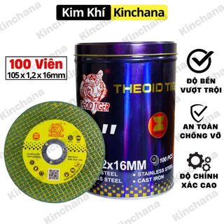 (Hộp 100 viên) Đá cắt sắt TIGER. Lưỡi Đá Cắt 100, Đá Cắt Đa Năng (105 x 1,2 x 16mm)