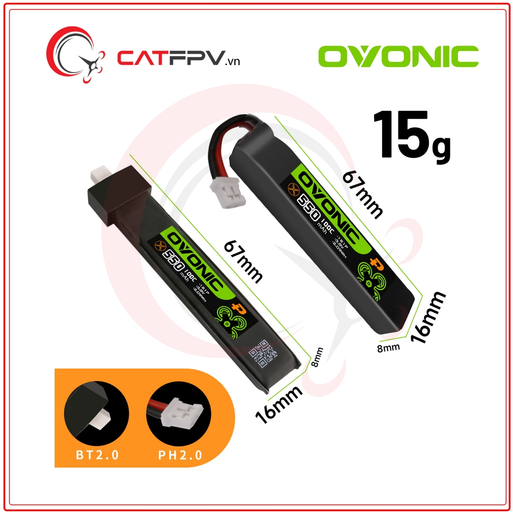 Ovonic 550mAh 1S 100C 3.8V BT2.0