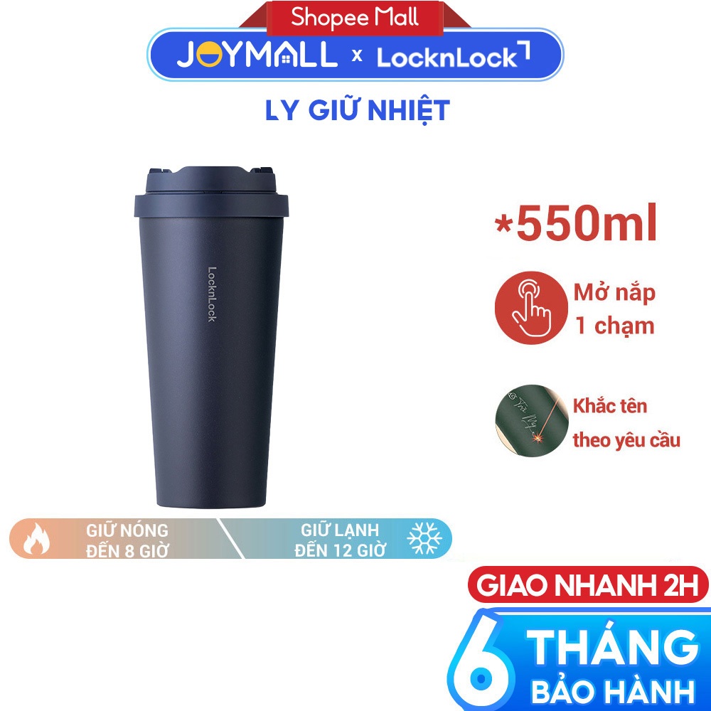 Ly giữ nhiệt LocknLock 550ml Xanh Navy LHC3249NVY, Hàng chính hãng, thép không gỉ - JoyMall