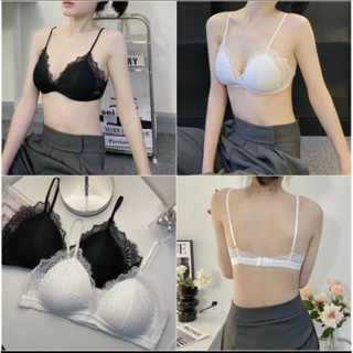 Áo Ngực Đệm Mút Mỏng Không Gọng SAM SAM Kiểu Bra Satin Phối Ren Sang Trọng Free size