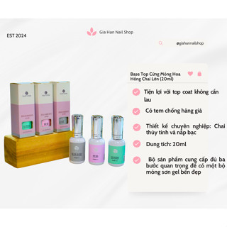  Bộ Sản Phẩm Base Top Cứng Móng Hoa Hồng 20ml - Gel Bền Đẹp Không Cần Lau Đủ Bước Cơ Bản 