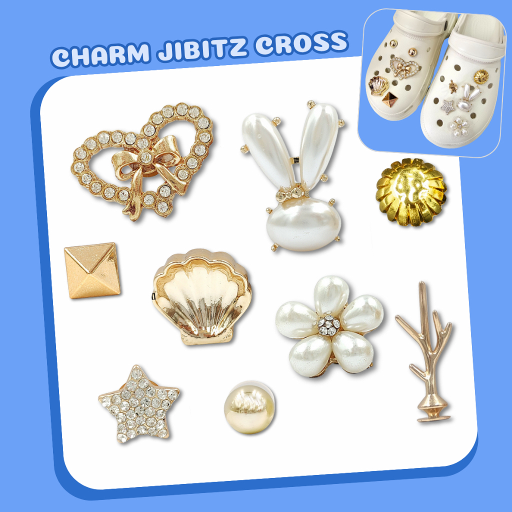 [B04] Sticker Kim loại, Charm, Jibitz dán gắn dép Crocs, dép sục, dép cá sấu nhiều mẫu