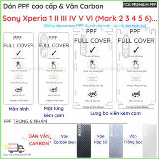  Dán PPF & Skin Carbon Sony Xperia 1 II III IV V VI  Mark 2 3 4 5 6  loại trong nhám cho màn hình mặt lưng chuẩn xịn 