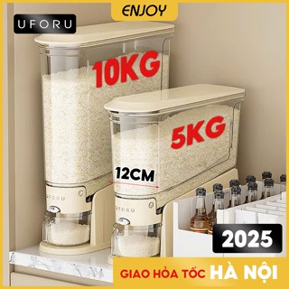 Hộp đựng gạo UFORU nắp kín chống ẩm côn trùng thiết kế tối ưu không gian thùng gạo 5kg 10kg - EJ726