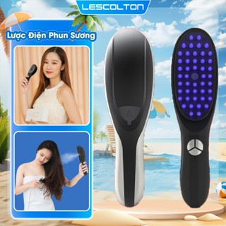 Lược điện chải tóc massage đầu Lescolton phun sương ion đỏ và xanh 3 tốc độ giúp chải thẳng lưu thông máu giảm rụng tóc