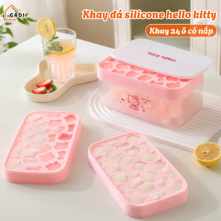 Khay Làm Đá Hello Kitty 24 Ô Có Hộp Đựng Nắp Đậy – Khuôn Silicone An Toàn Làm Đá Viên, Thạch Pudding, Kẹo Dẻo