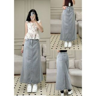  Chân váy jean dáng dài tua rua gấu xẻ sau 168.fashion 