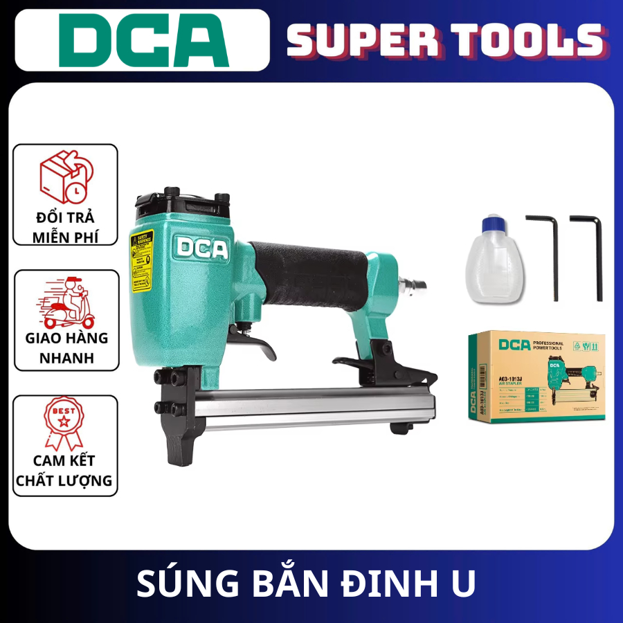 Súng bắn đinh U dùng hơi DCA A1013J - 100 đinh, 4-8bar, 0.6mm x 10mm, Đài Loan