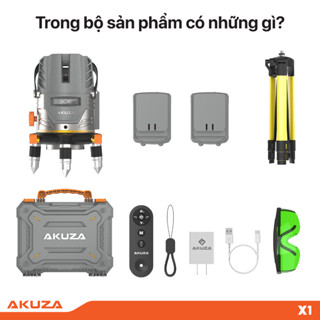 Máy cân bằng laser Akuza AK-X1 bóng Led siêu sáng,Tự động cân bằng,điều khiển từ xa,motor xoay 360