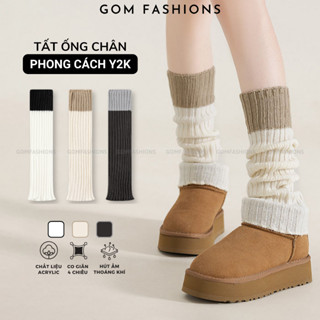 Tất ống chân phong cách Y2K GOMTAT, vớ ống lolita dệt kim giữ ấm, khử mùi êm chân - AJ-2509-1DOI
