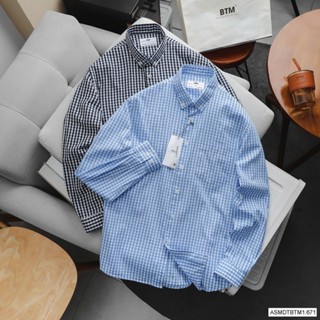 Áo Sơ Mi Dài Tay BTM Công Sở Checked Kẻ Caro Button-Down Shirt - Vải Kate Cotton Form Regular- 1.671