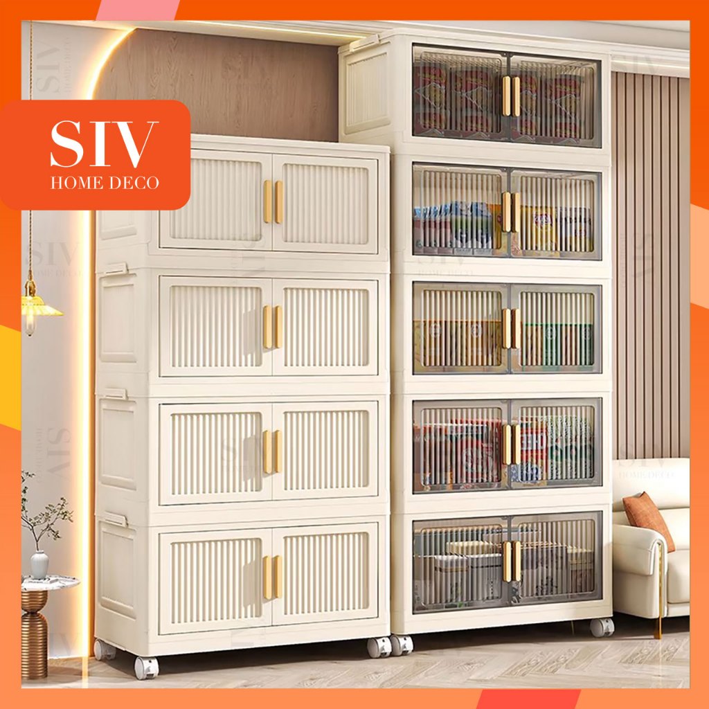 80CM SIV Tủ Nhựa Đựng 3/4/5/6tầng-Trong suốt làm dày công suất lớn tủ bếp Đa Năng