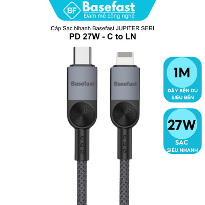 Dây sạc nhanh 20W Basefast cáp bọc dù siêu bền cho Phone xs xr 11 12 13 14 pro max