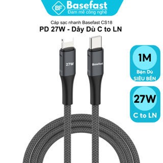 Dây sạc nhanh 20W Basefast cáp bọc dù dài 1m 2m siêu bền chống gãy cho Phone xr xs max 11 12 13 14