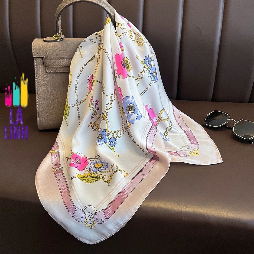 Khăn quàng cổ nữ lụa vuông 70x70 cm nhiều họa tiết - khăn choàng cổ lụa vuông bandana