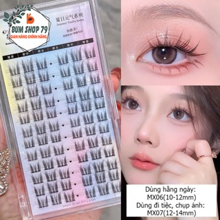 Hộp Lông Mi Giả Dạng Cụm Tách Sợi Tự Nhiên Không Keo Nhẹ Mắt, Chùm Mi Giả Gân Đen Rời Tự Gắn Dễ Dùng