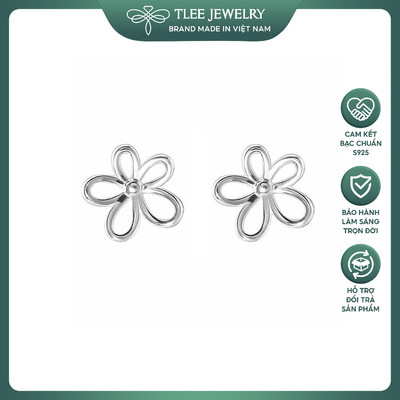 Bông tai bạc nữ TLEE hoa rỗng 5 cánh ngọt ngào, đơn giản, phong cách TLEE JEWELRY B0573