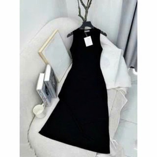 Đầm thời trang nữ mặc đi chơi chất liệu thun gân cổ tròn sát nách ôm eo dáng dài midi siêu xinh đẹp và tôn dáng