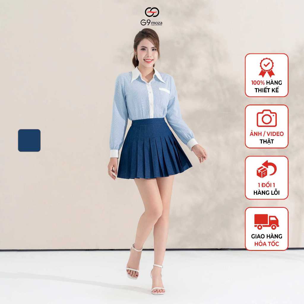 Chân váy GS95 G9moza, chất Jean mềm cao cấp mềm mại, thoáng mát