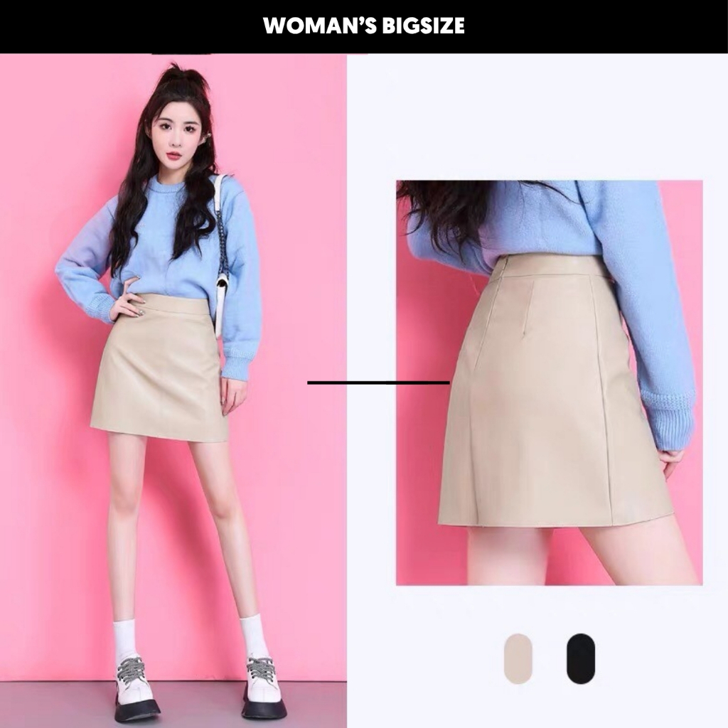 Chân váy bigisze nữ cá tính có quần trong Chân váy chữ A cạp cao chất da bóng cao cấp CV20 dễ mặc đi