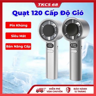  Quạt  cầm tay mini 120 cấp gió M120 quạt phản lực di động Turbo 3600mAh màn hình led hiển thị pin sạc usb pin tích điệ 