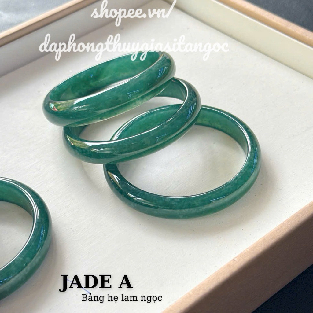 Vòng tay bản hẹ lam ng0c jade A Vip size 52-57mm