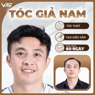 Tóc giả nam che hói VTG, tóc thật tạo kiểu sẵn Layer, Undercut, Side part, Bảo hành 60 ngày - Vua Tóc Giả