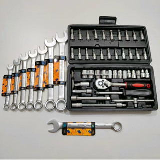   Tặng Cờ Lê 15 Bộ Dụng Cụ 46 Chi Tiết  Và 7 Khoá Cờ Lê Từ 8 Đến 19mm,Dùng Vặn Đai Ốc 