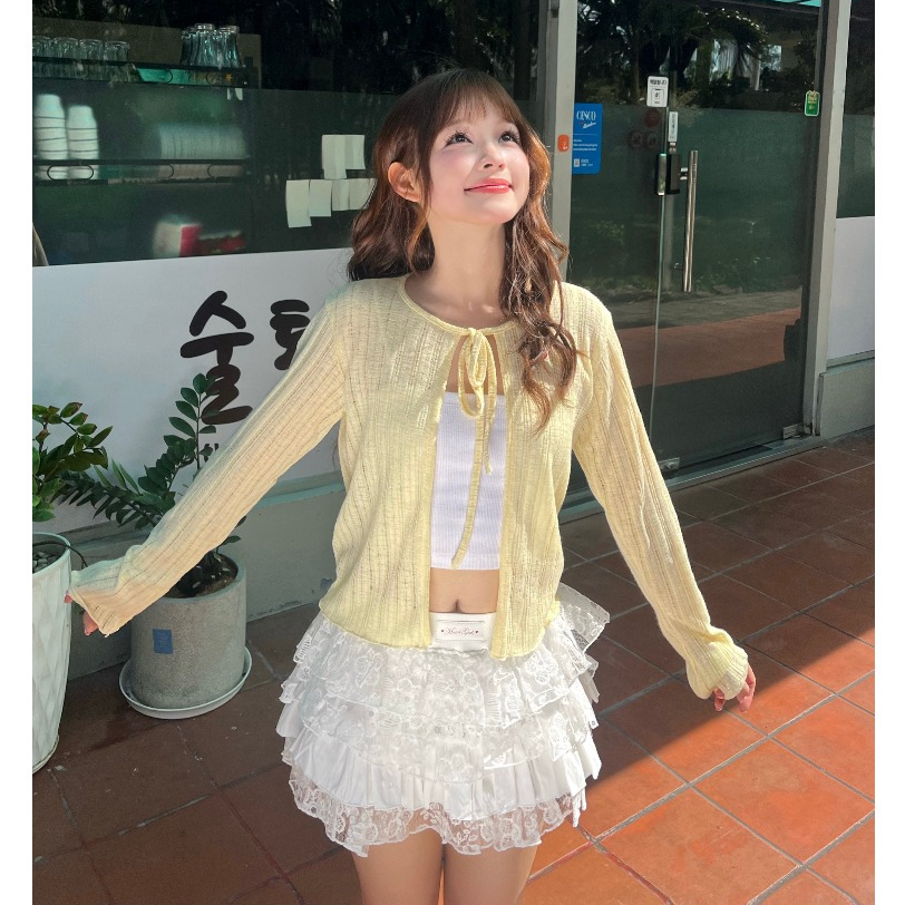 Áo cardigan MONÁ áo khoác nữ mỏng nhẹ trang trí trái tim - LOOPIE CARDIGAN | BigBuy360 - bigbuy360.vn