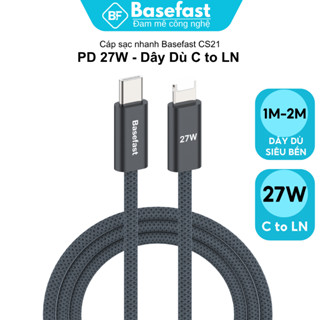 Dây sạc nhanh 20W Basefast cáp bọc dù dài 1M 2M siêu bền cho Phone xr xs max 11 12 13 14PRM