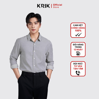 Áo Sơ Mi Nam KRIK Form Slim Cổ Button Down Kẻ Sọc Xanh Tôn Dáng Lịch Lãm SD3241