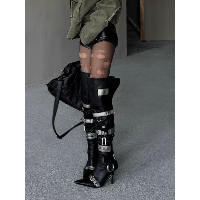 TKLIHN Boots da cá tính HOT FASHIONITA 2025 BỐT da cao cổ phong cách Y2K hot TREND cá tính 2025