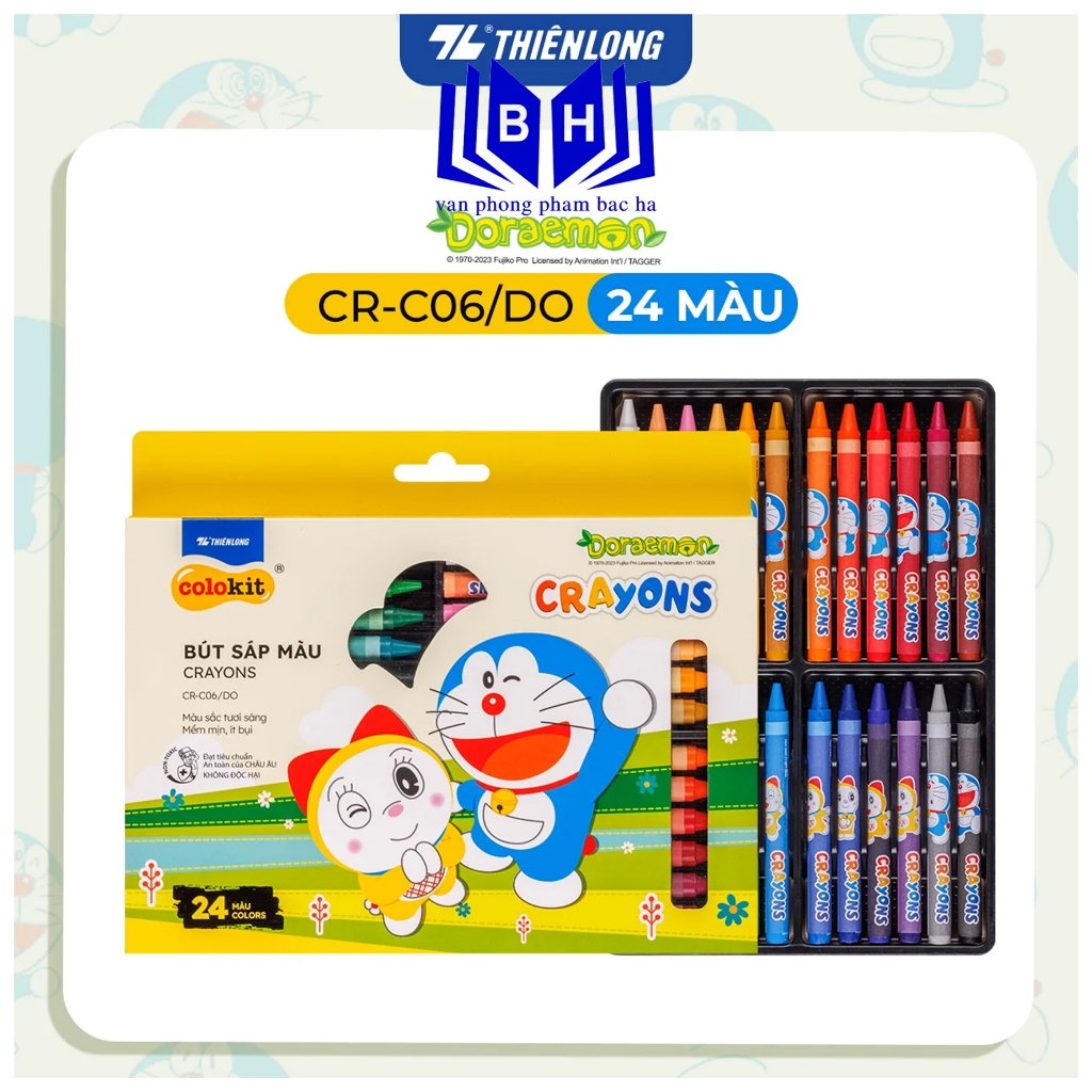 Bút Sáp Màu CR-C06/DO (24 Màu) - Bút Sáp màu Thiên Long Doraemon CR-C06/DO- 24 màu